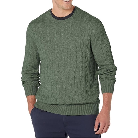 BROOKS BROTHERS 100% Wool Saxon Cable Knit Crewneck Sweater